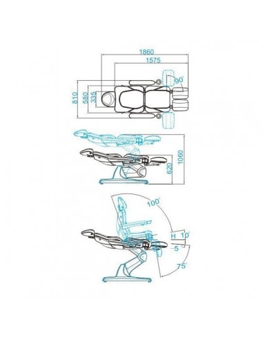 COSMETIC ELECTRIC CHAIR. AZZURRO 870S PEDI 3 MOTOR CAPPUCCINO