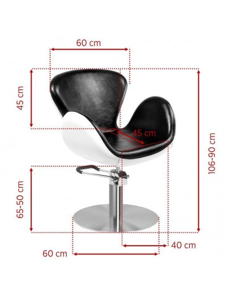 GABBIANO HAIRDRESSING CHAIR AMSTERDAM BLACK AND WHITE