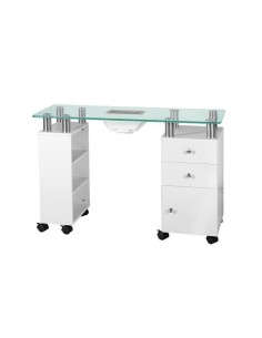 Glass desk with absorber 013B white