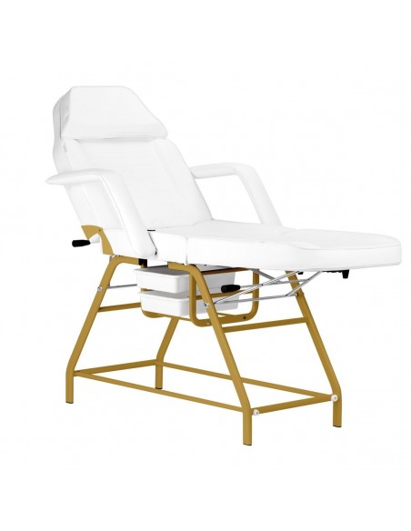 557G COSMETIC CHAIR WITH GOLD AND WHITE COUVETTES