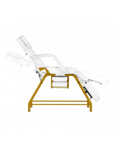 557G COSMETIC CHAIR WITH GOLD AND WHITE COUVETTES
