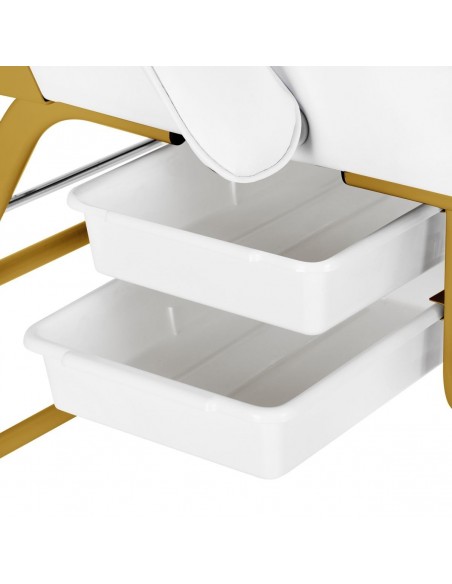557G COSMETIC CHAIR WITH GOLD AND WHITE COUVETTES