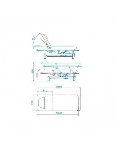 ELECTRIC LOUNGER FOR MASSAGE AZZURRO 684 1 MOTOR WHITE