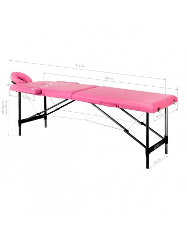 ALUMINIUM COMFORT FOLDING MASSAGE 2 SEGMENTS PINK BLACK