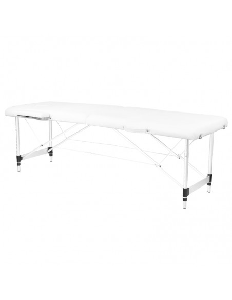 2-section aluminum folding massage table, comfort, white