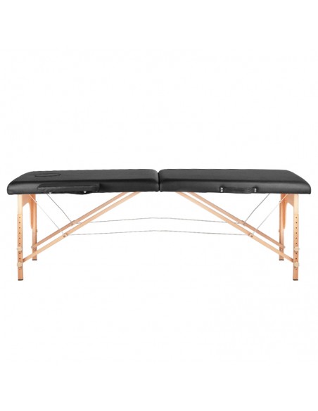Folding massage table, wood comfort, 2 sections black