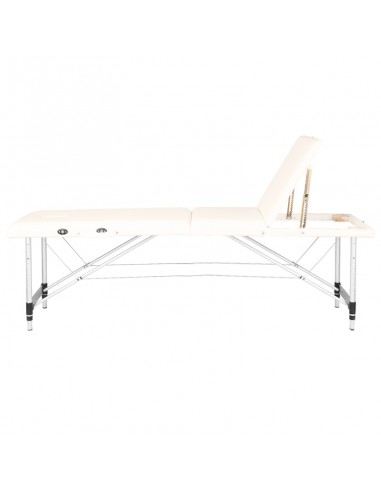 Folding massage table, aluminum comfort, 3-section cream