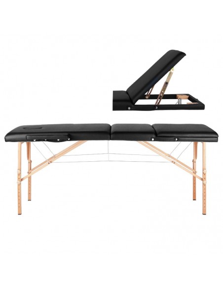 3-section black comfort massage table, wood comfort
