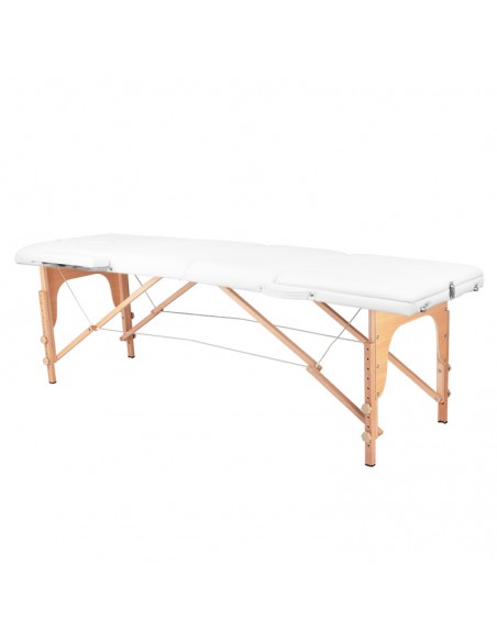 3-section folding massage table, wood comfort, white