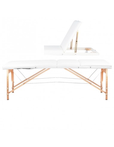 3-section folding massage table, wood comfort, white