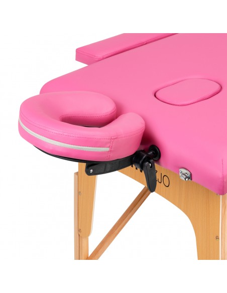Folding massage table wooden Activ Fizjo comfort 2 segment pink