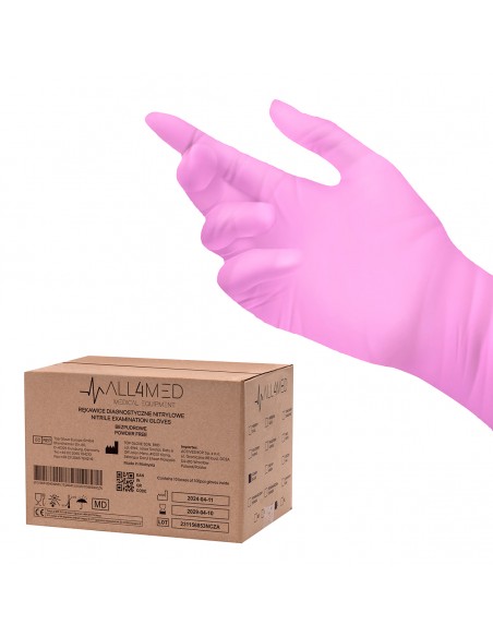 All4med disposable diagnostic nitrile gloves pink XS 10x100 pieces