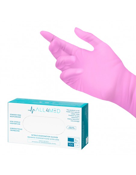 All4med disposable diagnostic nitrile gloves pink XS 10x100 pieces