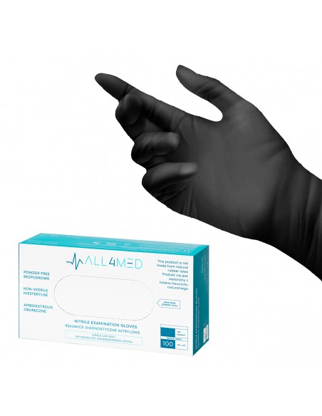 All4med disposable diagnostic nitrile gloves black L 10x100 pieces