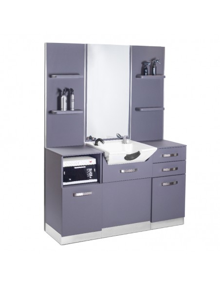 Gabbiano hairdressing console with a wash basin b085 gray