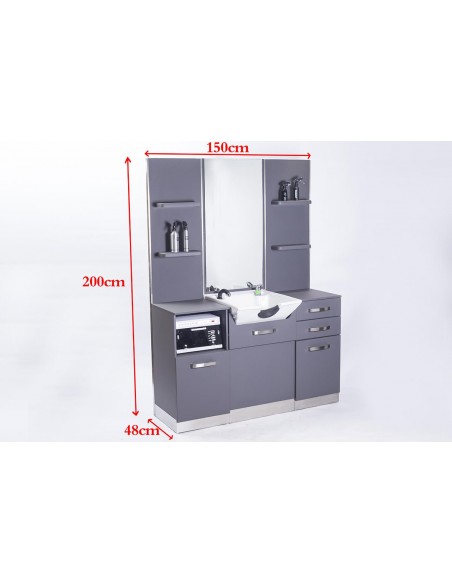 Gabbiano hairdressing console with a wash basin b085 gray