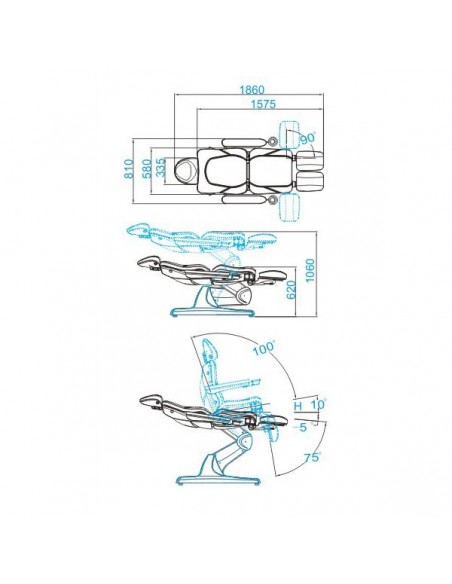 Electric cosmetic chair azzurro 870s pedi 3 strong cappuccino
