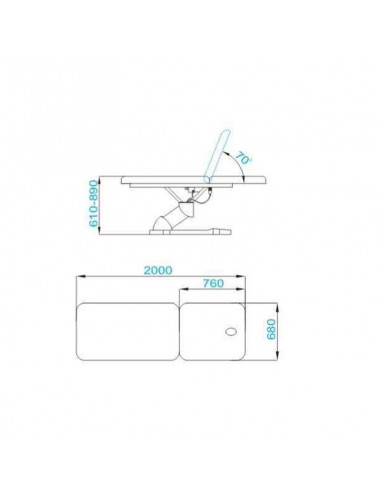 Electric bed for massage azzurro 808 2 pot. White