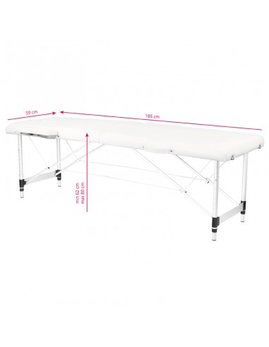 2-section aluminum folding massage table, comfort, white