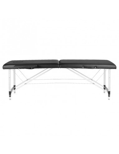 Folding massage table, aluminum, comfort, 2 black segments