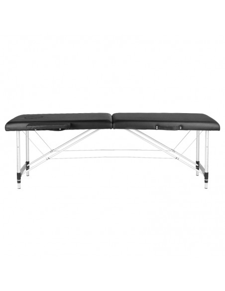 Folding massage table, aluminum, comfort, 2 black segments