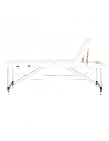 3-section aluminum comfort massage table, white