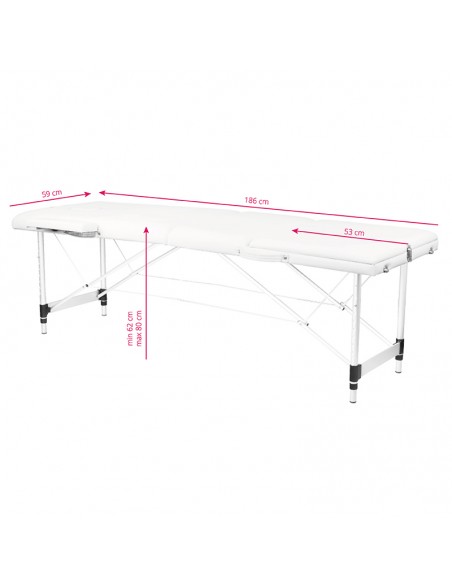 3-section aluminum comfort massage table, white