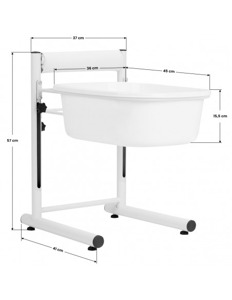 Height-adjustable pedicure tray, white
