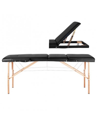 3-section black comfort massage table, wood comfort