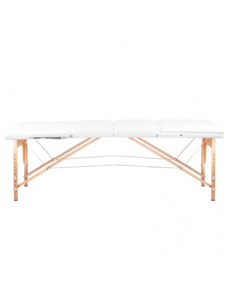 3-section folding massage table, wood comfort, white