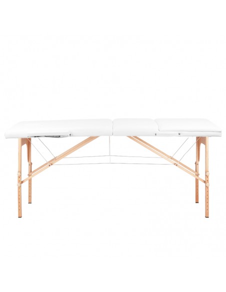 3-section folding massage table, wood comfort, white