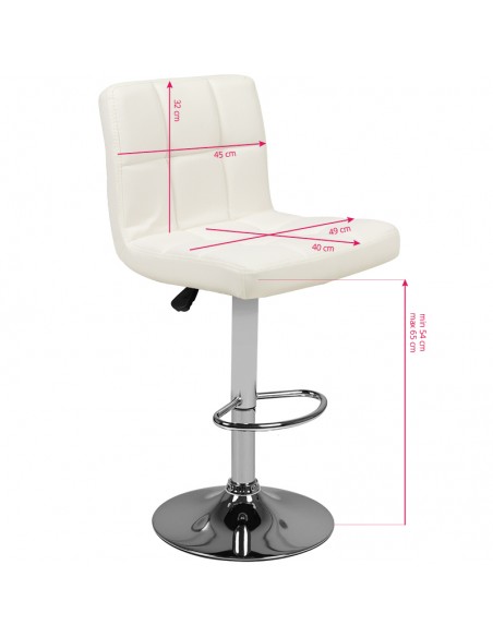Bar stool m06 quilted adjustable white