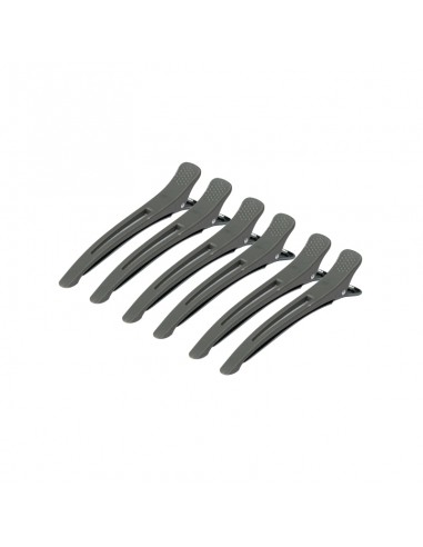 Clamps hairdressing clips for hair e-12b 6 pcs 11.5 cm gray