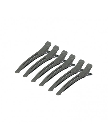 Clamps hairdressing clips for hair e-12b 6 pcs 11.5 cm gray