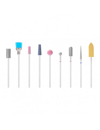SET OF NAIL DRILL BITS MIX 9 PCS.