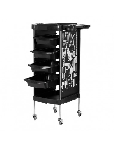 GABBIANO HAIRDRESSER TROLLEY X11-9 BLACK GRAPHICS