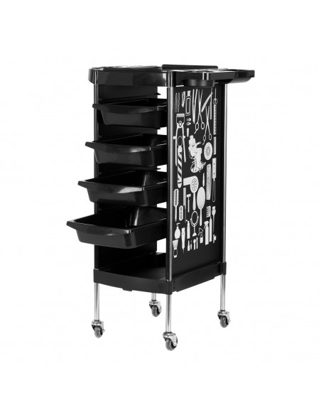 GABBIANO HAIRDRESSER TROLLEY X11-9 BLACK GRAPHICS
