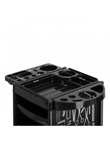 GABBIANO HAIRDRESSER TROLLEY X11-9 BLACK GRAPHICS
