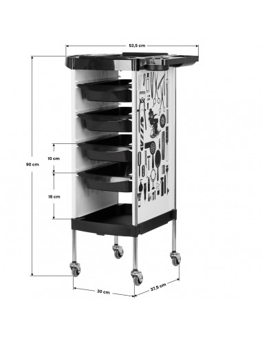 GABBIANO HAIRDRESSER TROLLEY X11-9 WHITE GRAPHICS