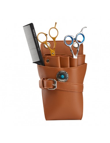 HOLSTER BELT FOR HAIR SCISSORS T14 BROWN