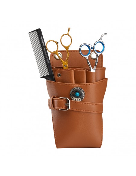 HOLSTER BELT FOR HAIR SCISSORS T14 BROWN