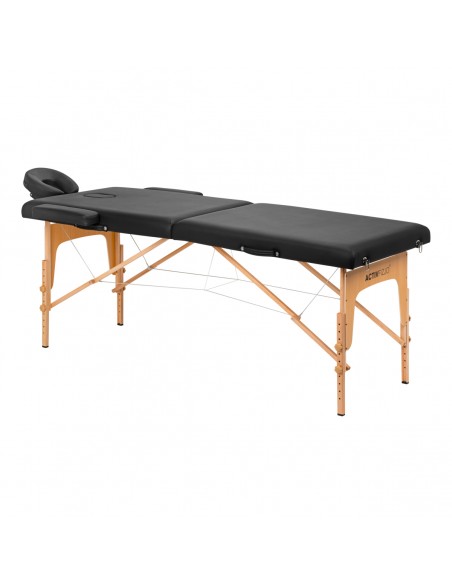 WOODEN FOLDING MASSAGE TABLE COMFORT ACTIV FIZJO LUX 2-SECTIONS 190X70 BLACK  