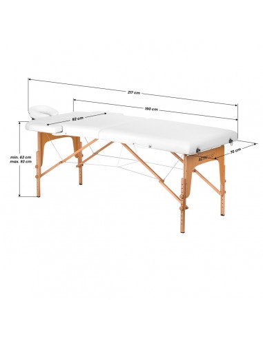WOODEN FOLDING MASSAGE TABLE COMFORT ACTIV FIZJO LUX 2-SECTIONS 190X70 WHITE