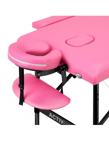 Folding massage table aluminum Activ Fizjo comfort 2 segment pink black aluminum