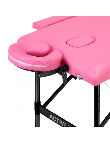 Folding massage table aluminum Activ Fizjo comfort 2 segment pink black aluminum