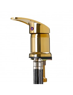 Faucet for a hairdressing wash unit, gold