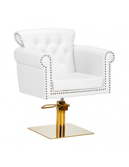 Gabbiano hairdressing chair Berlin white and gold