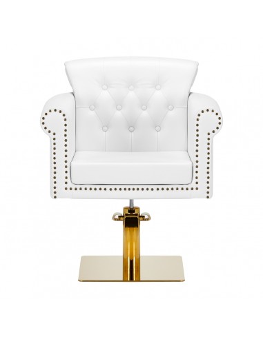 Gabbiano hairdressing chair Berlin white and gold