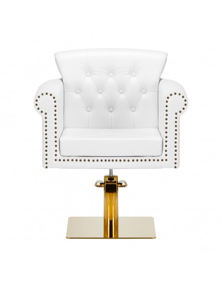 Gabbiano hairdressing chair Berlin white and gold