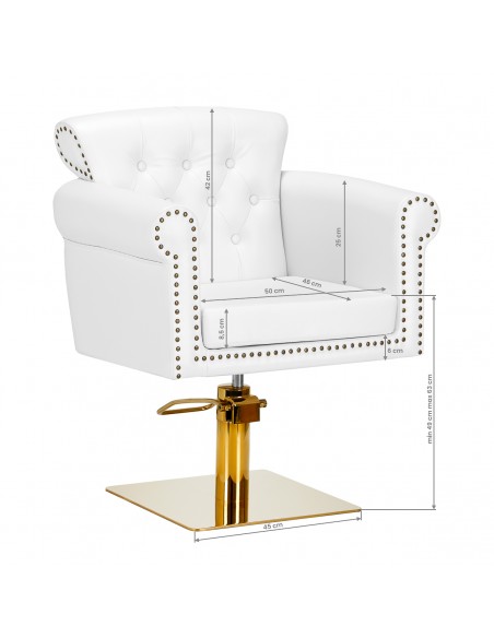 Gabbiano hairdressing chair Berlin white and gold